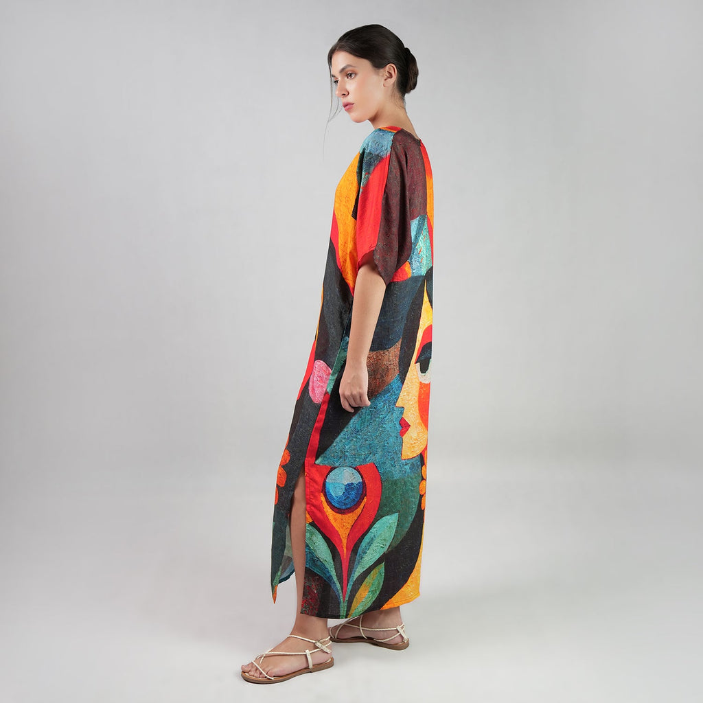 Muse Abstract Art Long Kaftan Dress-2