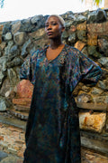 Shadow Of Sequin Shimmer Long Kaftan Dress - Rainbow Black Party Dress-0