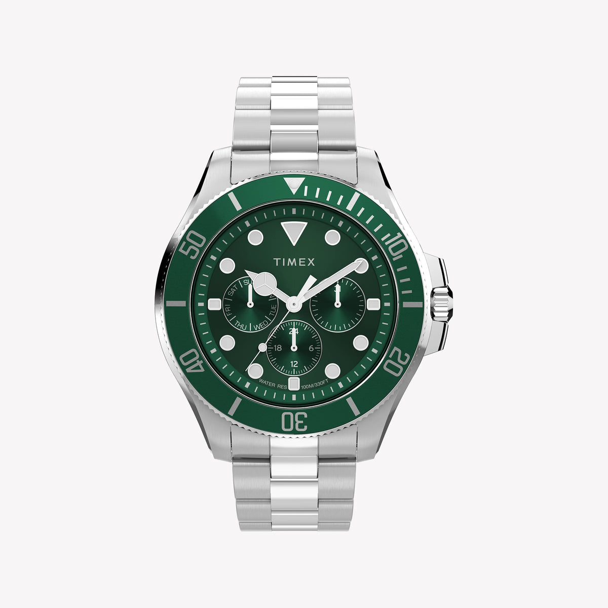 Timex Men's Silver-Tone Stainless Steel, Green Dial | TW2Y33200-0