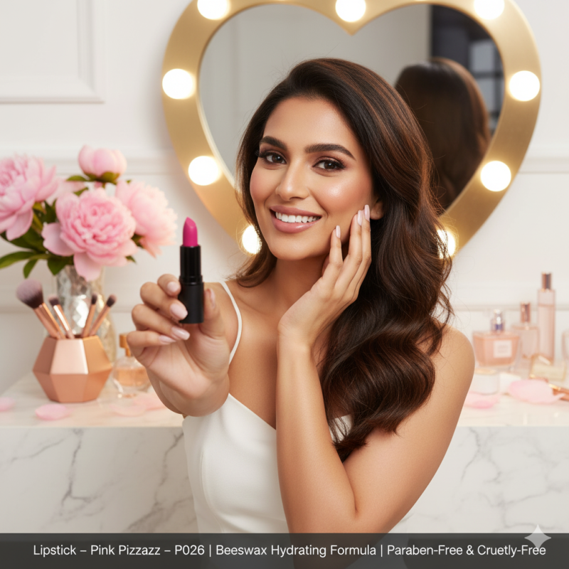 Lipstick – Pink Pizzazz – P026 | Beeswax Hydrating Formula | Paraben-Free & Cruelty-Free-1