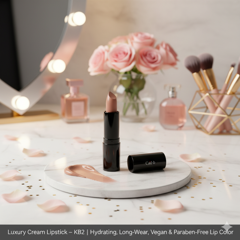 Luxury Cream Lipstick – Naughty Nude – KB2 | Hydrating, Long-Wear, Vegan & Paraben-Free Lip Color-1