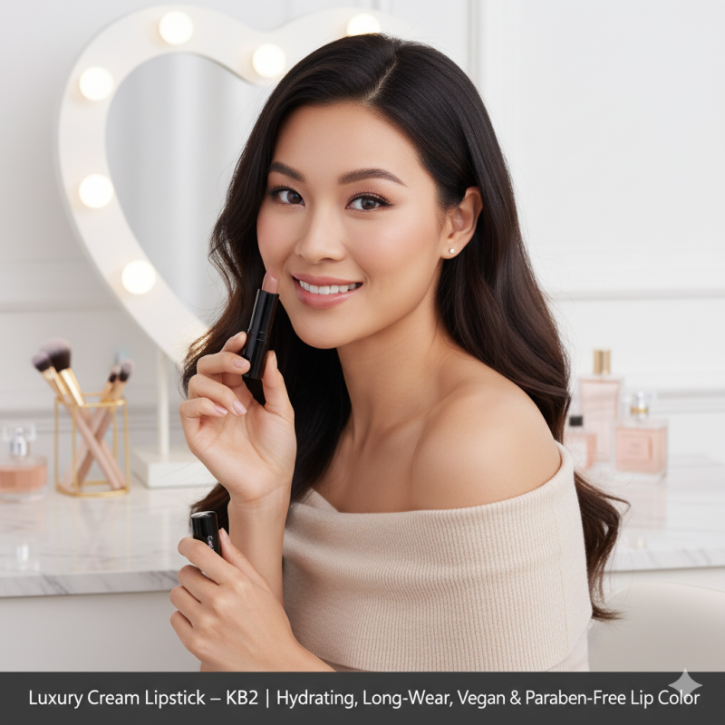 Luxury Cream Lipstick – Naughty Nude – KB2 | Hydrating, Long-Wear, Vegan & Paraben-Free Lip Color-0