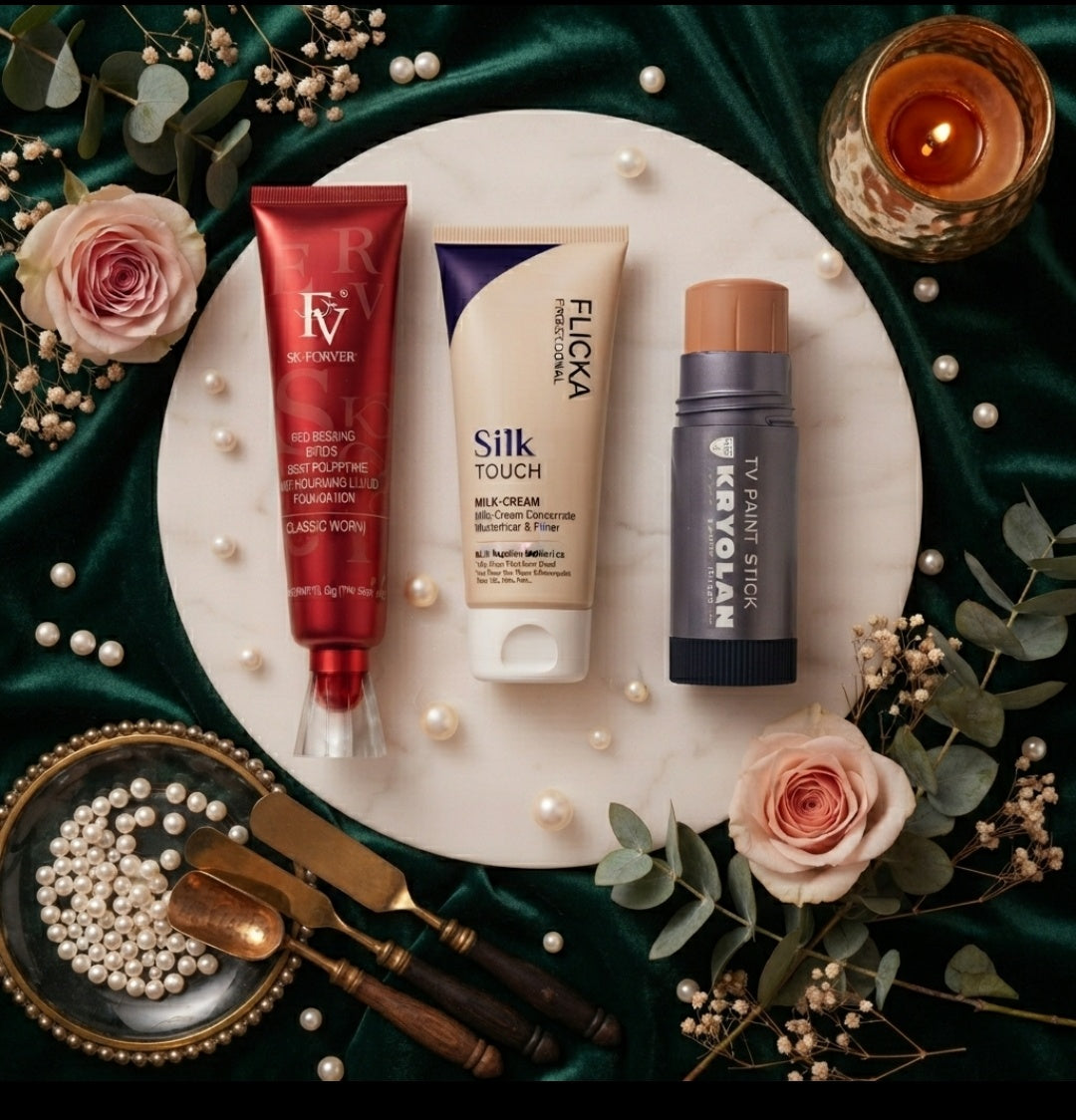 3 In 1 Professional Makeup Trio Flicka FV And Krylon - Beauty Accessory Designed For Makeup Application And Daily Cosmetic Routine